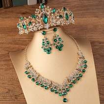 신부주얼리세트 반지 목걸이 귀걸이 팔찌 세트 KMVEXO 여성 화려한 크리스탈 신부의 보석 패션 Tiaras 크라운 결혼식 두바이 쥬얼리