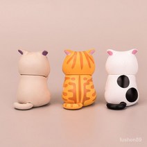 치유 오렌지 고양이 귀여운 고양이 장식품 감압 개체 사무실 데스크탑 고양이 컴퓨터 장식, 세 개의 작은 ones-R43 얼굴을 가리십시오., 얼굴 3 small-R43 커버