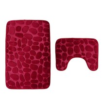 2PCS 흡수성 러그 메모리 폼 욕실 매트 현관 매트 미끄럼 방지 바닥 카펫 세트, 빨간색