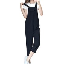 셀럽당 여성용 여름 멜빵바지 와이드핏 캐주얼 9부 팬츠 멜빵바지