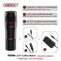 HiBREW-자동차 및 가정용 휴대용 커피 머신 DC12V 프레소 메이커 넥스프레소 돌체 포드 캡슐 파우더 H4 에 적합, 2 Adapter 1USB, EU