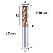 카바이드 반경 엔드 커터 밀 알루미늄 Cnc 밀링 금속 텅스텐 스틸 CNC 가공 엔드밀, d16x16Dx45x100L, 4FHRC55