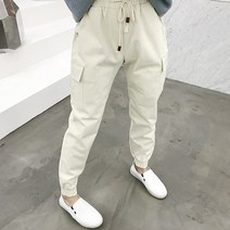 용된다 남자 빅사이즈 배기핏 카고 조거 밴딩 면바지