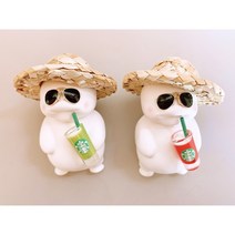 [라뮤즈캔들] 밀짚모자 지방이 1+1 세트 (선글라스 모자 별다방 리필오일 포함) 차량용 석고방향제 차량용방향제, 레몬라벤더