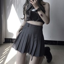 당일배송 앨리스 플리츠 플레어 주름 미니스커트 화이트 그레이 챠콜 블랙