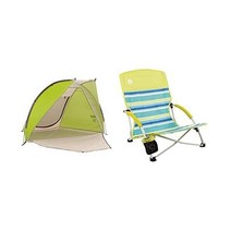 정품 콜먼 비치 선 쉘터, Tent + Beach Chair, Green