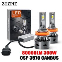 ZTZPIE 캔버스 LED 자동차 헤드라이트 램프 CSP 7530 칩 300W 램프 Powerfu 6500k 화이트 9005 HB3 9006 HB4 H3 H1 H7 H4 H11H8, 6500k_2pcs canbus | H7