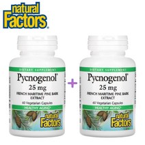 (1+1) 내추럴팩터스 피크노제놀-프랑스해안송껍질추출물 100mg Pycnogenol 호팍사 60 베지캡슐 2팩