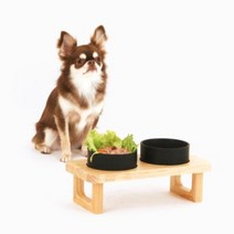 퍼리굿 강아지 고양이 고급 원목도자기 밥그릇 식기세트 (..., 화이트