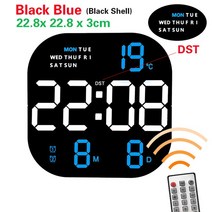 집들이 선물 무선led벽시계 LED 디지털 카운트 다운 벽시계 대형 스크린 온도 날짜 요일 표시 밍 전자 시계 식당 장식 리모컨 포함, [10] B-Black blue10inch