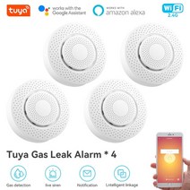 가스탐지기 tuya wifi 가연성 연기 경보 co2 voc 공기 품질 감지기 모니터 센서 홈 보안 보호 스마트 라이프 app 제어, 4개