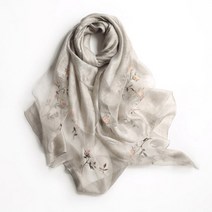 여성 실크 장미 자수패턴 가을 스카프 5컬러