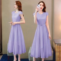 셀럽당 여름 여성 원피스 시폰 솔리드 롱스커트 S01889