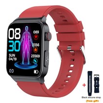 스마트워치 웨어러블 손목시계 (에서 선박 us) E500 혈액 설탕 스마트 워치 ECG + PPG HRV 혈압 체온 Smart, 03 silica red