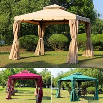 농막 파고라 테라스 스카이어닝 전원주택 썬테크 정자, 2.5x2.5m 두께80단기둥+거즈커튼