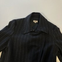 스테파넬 스트라이프 블랙 투포켓 롱 여성코트