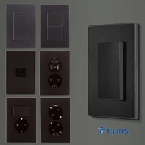 틸인스 Ti2 다크블랙 전기 스위치 매립 콘센트 커버 교체 방 벽 인테리어 USB 방우형, 27.Ti2다크블랙_CATV 1방