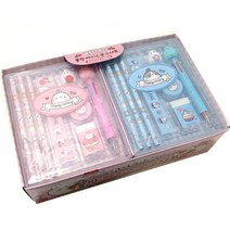 몰랑 케이스 문구 2종 x 3p 세트, 핑크, 블루, 1세트