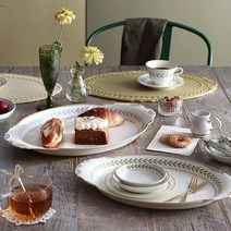 코지테이블 시라쿠스 타원쟁반 M+L 세트 2pcs, 블루로렐