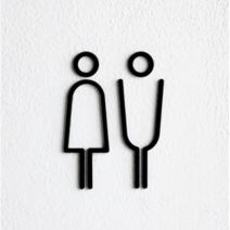 화장실 표지판 문구 표시 안내판 UX타입 스카시, 검정