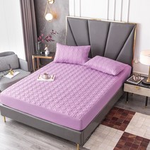 쿨토퍼 냉감패드 토퍼매트리스 퀼트 장착 매트리스 패드 방수 보호 침대 버그 토퍼 커버 시트, 한개옵션2, 03 Purple