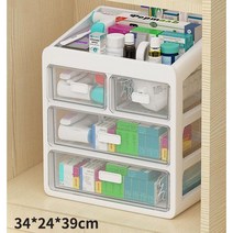 서랍형 플라스틱 슬라이딩 약통 다용도 3단 4단 약 정리함 약장 서랍장 투명창 정리대 미니 수납장 리빙박스 수납 트레이 박스, 3단 4칸