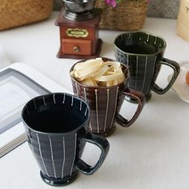 시둥마켓 +[시둥마켓]+_ 유리컵 가정용머그컵 커피컵 카페용머그컵 머그 라떼머그잔, 미유키 머그컵 손잡이컵 도자기머그 골드손잡이머그잔, 브라운