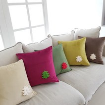 [쥬앤크홈] 벨벳트리쿠션 (크리스마스 쿠션), 블루(커버만)