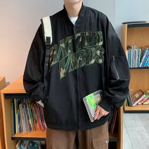 남성 레터링 자수 항공 점퍼 남여공용 루즈핏 코트