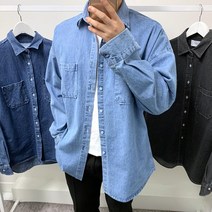 디코르스 남자 워싱 오버핏 데님셔츠 남성 봄 가을 루즈핏 청남방(RFMMNF)