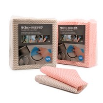 킴스팜팜 빨아쓰는 원데이 행주(50매) 중 33x35cm 브라운/레드오렌지 여행용 캠핑 일회용 비스코스 레이온 물결행주, 브라운[KP235]