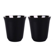 304 에스프레소 머그잔 스테인레스 스틸 커피 우유 물 음료 아침 컵 절연 이중 벽 식기 세척기 사용 가능 80ML 2 세트 튼튼한, [14] Black 80ml 2pcs