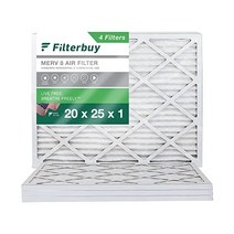 FilterBuy AFB 실버 MERV 8 주름 에어컨 난방기 공기 필터 (필터 4개 한 팩) 100% 미국에서 생산 AFB20x25x1M8pk4