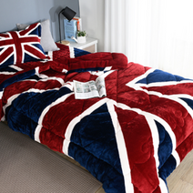미미통상 부들부들 카라반 차박 캠핑용 이불 영국 국기 네이비 그레이 (베개미포함)