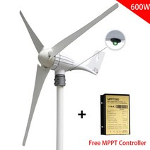 가정용 캠핑용 풍력 발전기 600w 또는 400w 12v 24v 터빈 35 블레이드 12ms 저속 풍차 led 표시등 무료 충전 컨트롤러, 협력사, 3 블레이드 600w