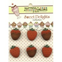 버튼갤로어 스위트 딜라이트 3D 버튼 일반단추, Strawberries, 6개입