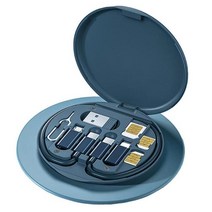 휴대폰 다기능 60W 여행 6 in 1 스토리지 박스 OTG 어댑터 마그네틱 충전 카드 USB 케이블, [02] 파란