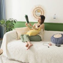 SKANDSALO 쇼파 패드 6인용 천커버 가죽갈이 돌쇼파 매트 천갈이, 그리드 화이트_180 x 300cm