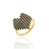 금전기 구리 도금 마이크로 장식품 지르코늄 다이아몬드 하트 반지 조절 가능