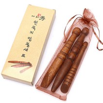 탄색 원목 지압봉 3p (경락도 발바닥 손바닥 나무지압기, 3개