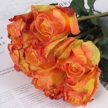 모조 꽃 7 마리 장미 묶음 유럽식 코크스 복고 장미 촬영 도구 가정 결혼식 배치, 7 마리 수찰 향수 로즈 오렌지