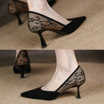 벨루치슈즈 여성 레이스 6.5cm 스틸레토 하이힐 펌프스