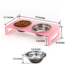 고양이 밥그릇 강아지 물그릇 식기 그릇이있는 고양이와 개를 위한 아크릴 상승 애완 동물 스탠드 제기 식품 및 물 그릇 유리 그릇이 있는 피더, [01] A