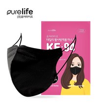 [케이솔루션] 국내산 퓨어라이프(PureLife) 황사마스크 KF-94 블랙 (2021년 최신형), 1매, 100개