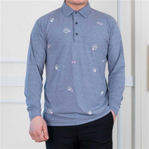 간절기 봄 가을 남성 단추 포인트 골프 카라 티셔츠