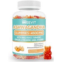 ashwagandha 구미 4500mg 마카 뿌리 가루 포함 여성용 ashwagandha 뿌리 구미 & 남자 | 수면 개선 스트레스 해소 에너지 부스트 기분 진정을 위한, 60카운트(1팩)
