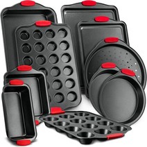 Nutrichef w/히트 레드 실리콘핸들 Oven Safe 10 Piece Set Black