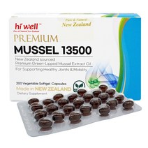 뉴질랜드 하이웰(hiwell) 프리미엄 초록입홍합 오일 13500 200 베지소프트젤, 1개, 200개