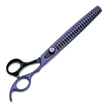 8 인치 일본 스테인레스 스틸 얇은 애완 동물 개 고양이 이발 가위 가위를 정리, 8inch, black&purple
