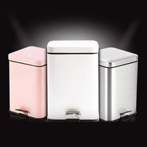 고급형 튼튼한 무소음 사각 스텐 페달 휴지통 (6L 12L), 휴지통12L_화이트